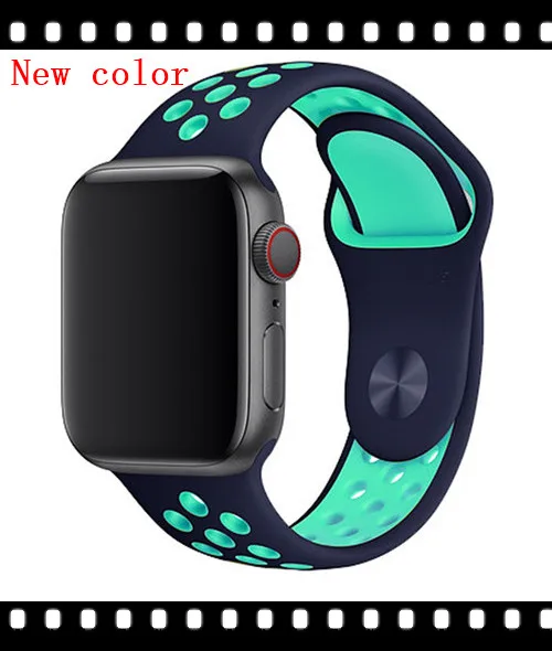 black blue Ремешок для apple watch band 44 мм 40 мм correa apple watch 4 3 band 42 мм/38 мм iwatch спортивный силиконовый ремешок-браслет аксессуары для часов - Цвет ремешка: black blue