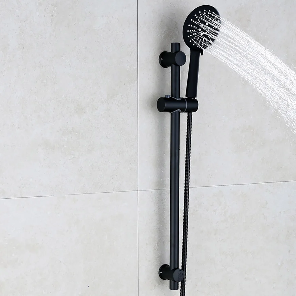 Stainless Steel Bath Sliding Bar Wall Mounted Adjustable Rail Bathroom Accessories Handheld Shower Head Rod