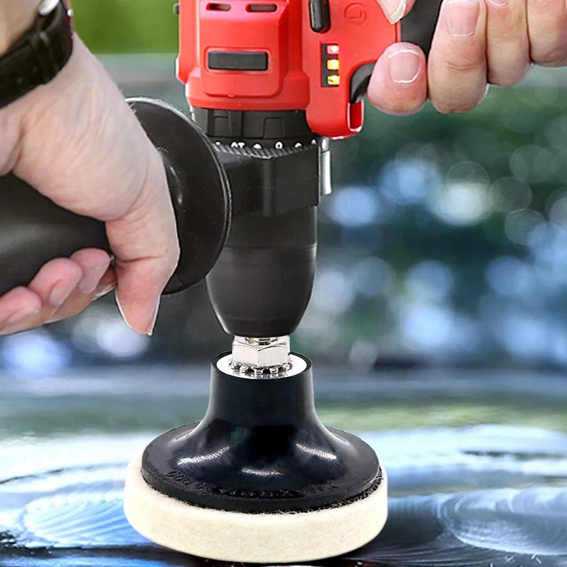 WSFS Hot 20Pcs 2 inch Compressed Artificial Wool Fabric Qc Disc Polishing Buffing Pads Wheels With 1Pcs 2 inch Disc Pad Holder W