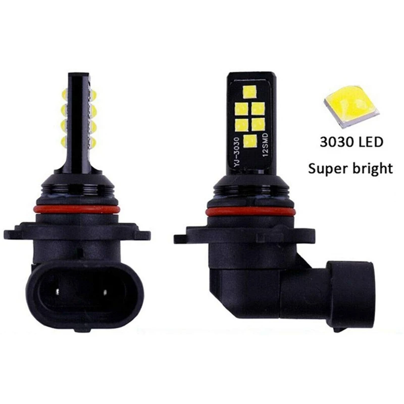 2X HB4 9006 светодиодный противотуманный светильник, передовая 3030 SMD дневная ходовая лампа DRL, холодный белый 6000K