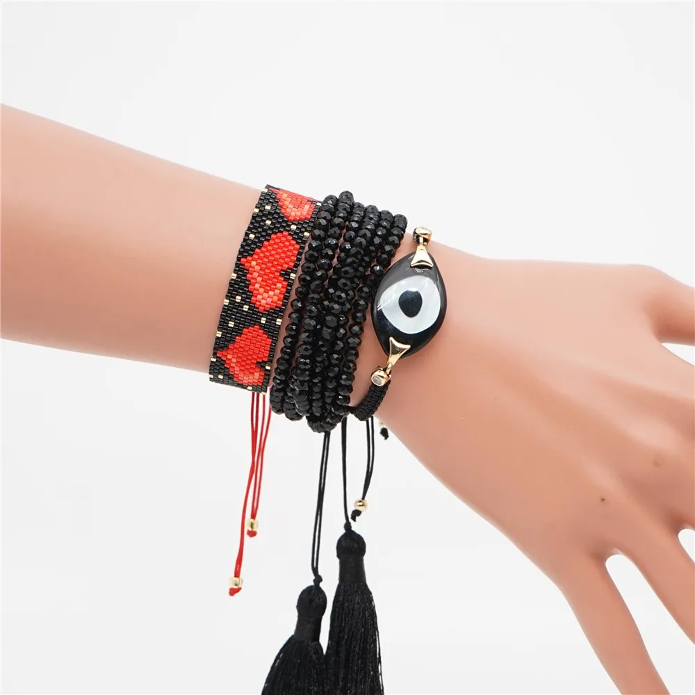 Go2boho турецкий браслет evil eye MIYUKI Красное сердце браслет для женщин ювелирные изделия в стиле "Бохо" Pulseras Mujer кисточкой ручной работы дизайн