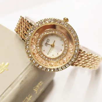 

Women Quartz Watch Fashion Fine Stainless Steel Bracelet Wristwatches Clock Luxury Gold Silver Rhinestone Watch For Girls C303