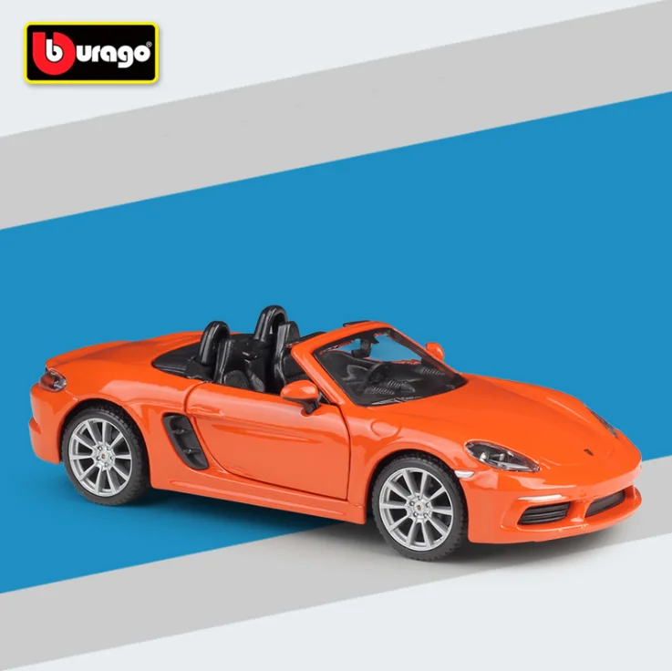 Оранжевый Новинка, Bburago 1:24, 718, боксстер, спортивный автомобиль, статическое моделирование, литье под давлением, модель автомобиля, игрушки для мальчиков, подарки - Цвет: Оранжевый
