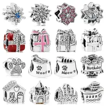 PDB ZZ 28 серебро 925 ювелирные изделия Круизный замок Корона дом Торт на день рождения гламурный фейерверк с фабрики бусины