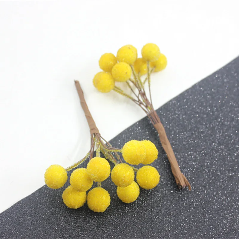 yellow 10 шт. мини Поддельные фрукты маленький ягодный искусственный стеклянные бусины с цветками Свадебные украшения для дома на Рождество вишневые фрукты - Цвет: yellow