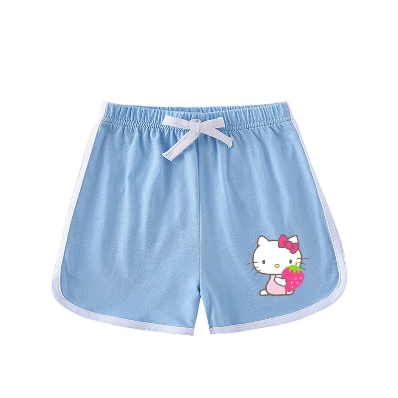 thumbnail image 1 of Hello Kitty-ropa transpirable de algodón puro para niños, conjunto de dos piezas, moda informal para niñas, pantalones cortos de manga corta, traje deportivo para niño, 1 of 5