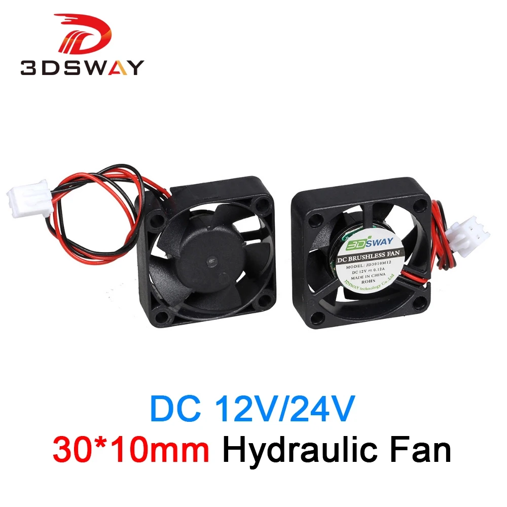 3DSWAY 3D Printer Parts DC 12V/24V Hydraulic Cooling Fan 30*10mm 3010 With XH2.54-2P Wires Radiator Brushless Accessories | Компьютеры и