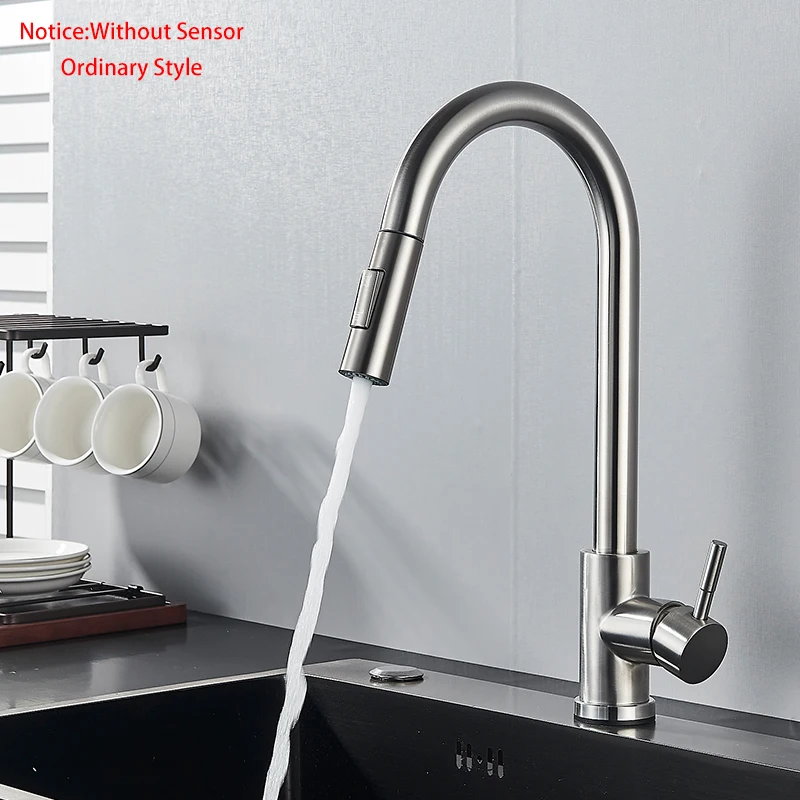 Matte Black Touch Sensor Kitchen Faucet Pull Out Smart Sensor Kitchen Faucet Double Water Mode Mixer Tap Rotate Hot Cold Crane pot filler faucet Kitchen Fixtures