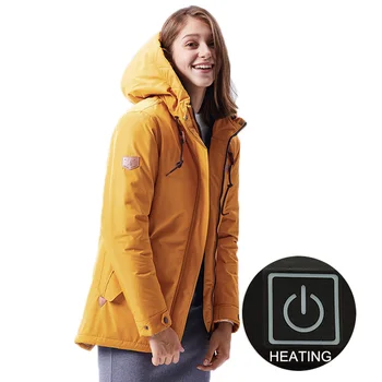 

ZYNNEVA Women USB Power Heating Jacket Winter Thermal Electric Heated Clothes Warm Hiking Hunting Coat Without Battery GK2136