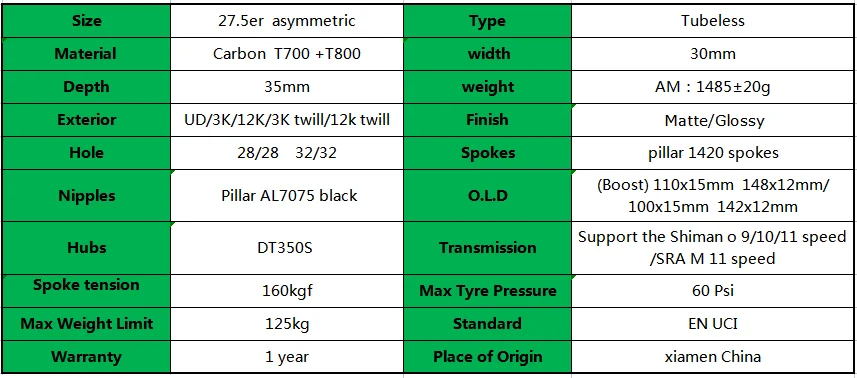 Асимметричные mtb 27,5 карбоновые колеса 30x35 мм AM бескамерные с DT350S boost/100x15 142x12 через ось 650b Горный велосипед колесная