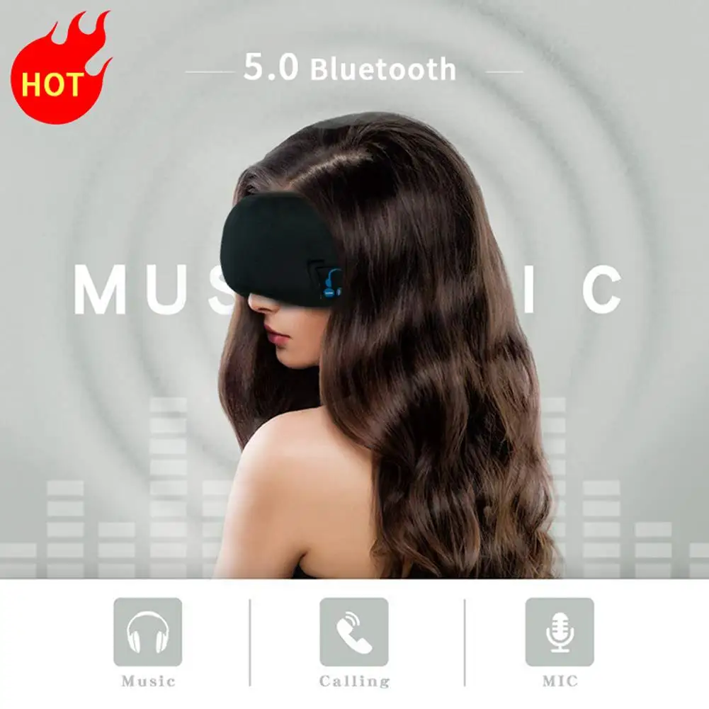 Bluetooth V5.0, музыкальные очки, беспроводная маска для глаз, наушники, громкой связи, для путешествий, умный ответ на телефон, спящий, EyeMask, моющийся