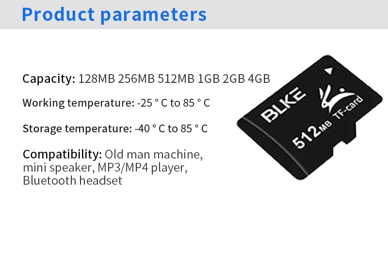 Карта памяти BLKE Micro sd, tf, 4 Гб, 2 Гб, 512 МБ, 256 Мб, 128 Мб, карта памяти для MP3/MP4, мини-динамик, Мобильная карта памяти