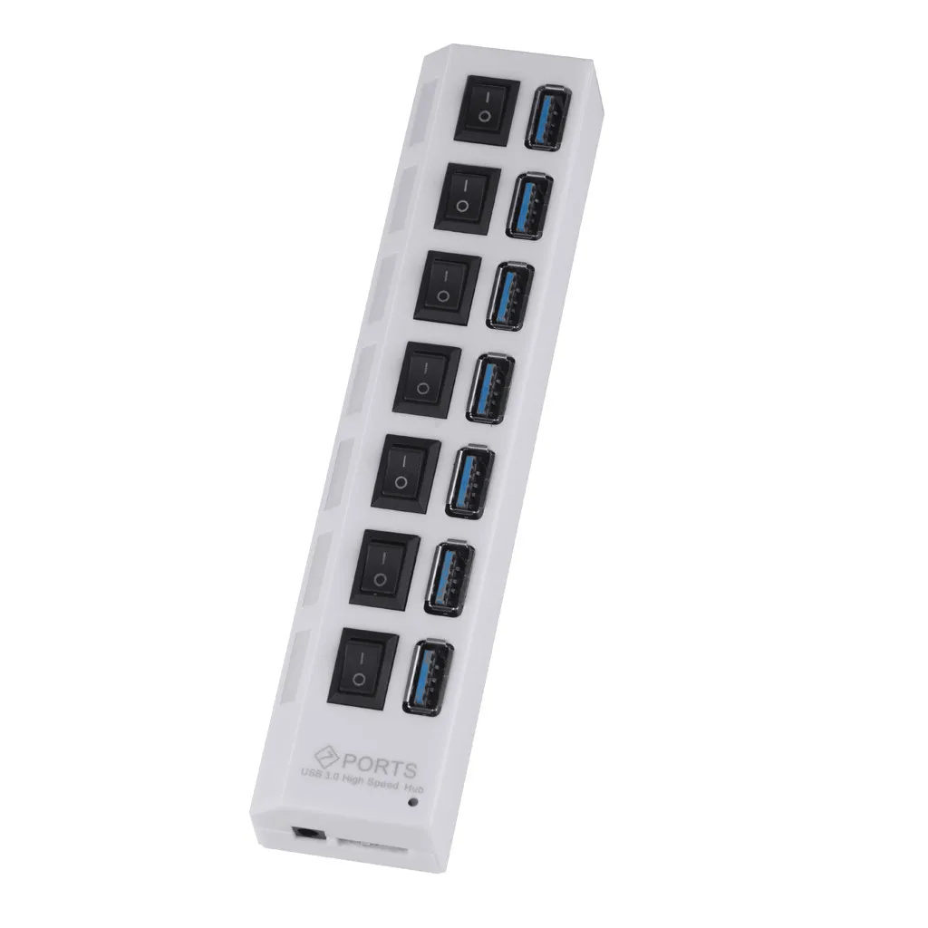 USB коммутатор SlimDesign USB3.0-сверхскоростной 7-Порты и разъёмы 5 Гбит/с концентратор светодиодный индикатор включения выключения адаптер планшетный ПК телефон USB Hubs-L909