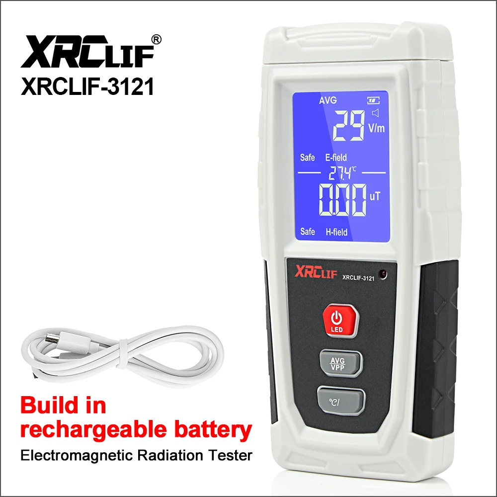 XRCLIF Electromagnetic Field Radiation Detector Tester Emf Meter Rechargeable Handheld Counter Emission Dosimeter Computer