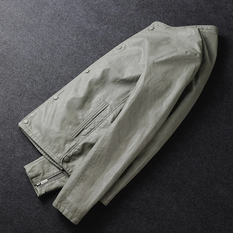 OLN весна осень Pu Slim Fit Мужские кожаные куртки высокое качество мода мото и Байкер стенд Повседневная Мужская куртка Пальто 4XL