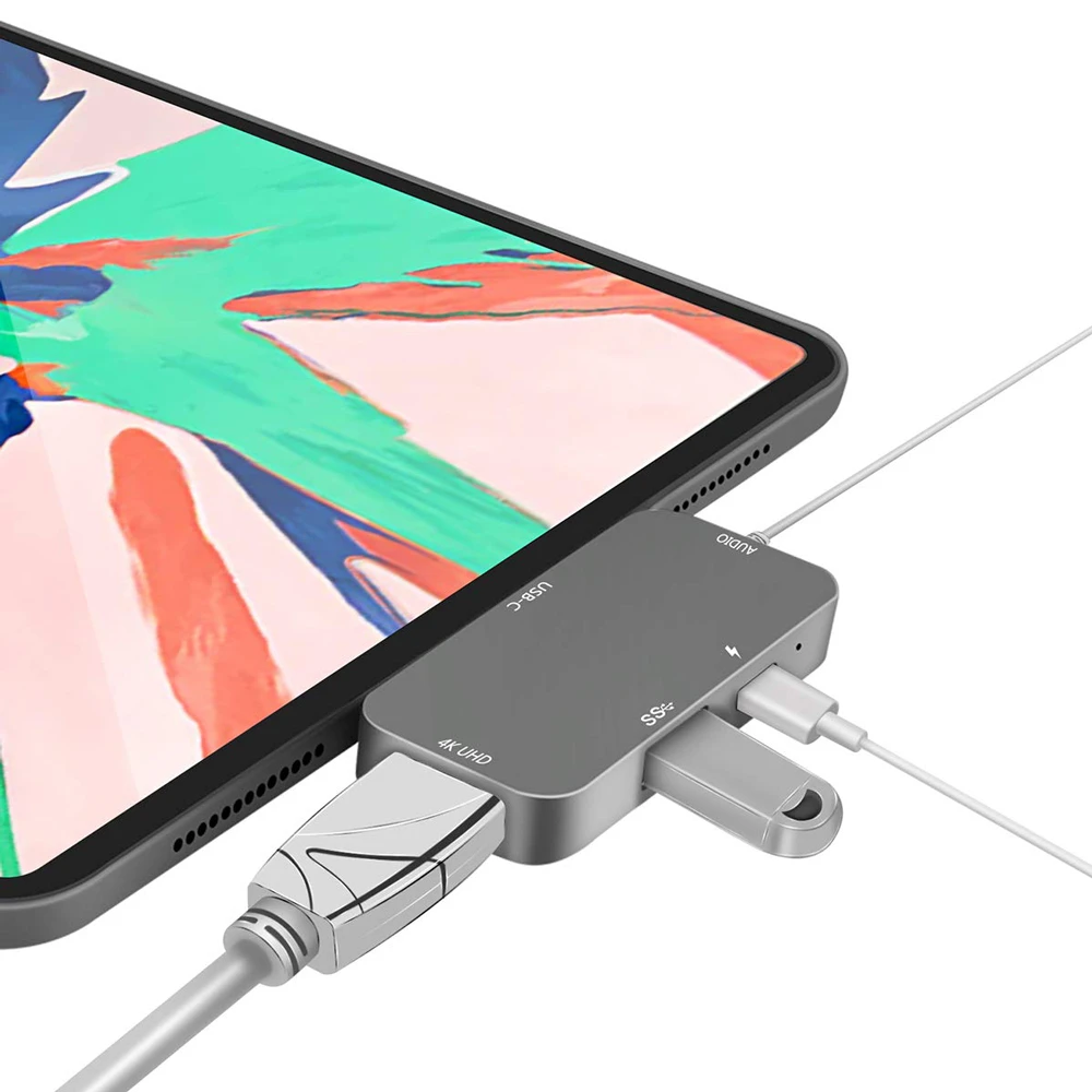 IPad Pro концентратор USB Type C адаптер с HDMI 4K аудио 3,5 мм USB 3,0 для iPad Pro samsung Galaxy S9 S9 Plus 8/8 Plus Note 8