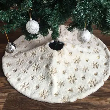 

90cm 122cm Christmas Tree Skirt with Embroidered Snowflake Home Party Decor