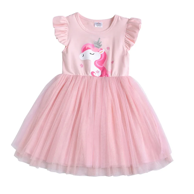 DXTON/летнее платье для девочек; платья-пачки с блестками и звездами для девочек; детское платье принцессы с героями мультфильмов; Детские костюмы для детей; одежда из хлопка - Цвет: RESH4543