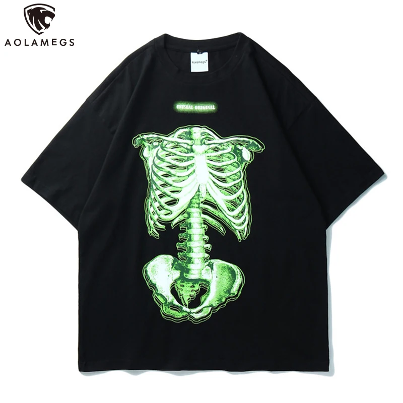 

Aolamegs Men's T Shirt Funny Colorful Printing Casual O-Neck Summer Short Sleeve Casual Style All-match High Street Streetwear