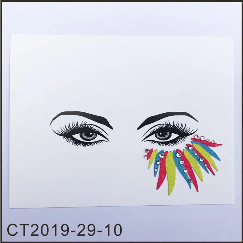 CT2019-29-10 Временная тату-наклейки для лица Уход за кожей лица драгоценные камни Стразы DIY клей уход за кожей лица Стикеры s фестиваль нарядное вечерние блеск для тела макияжный стикер - Цвет: CT2019-29-10
