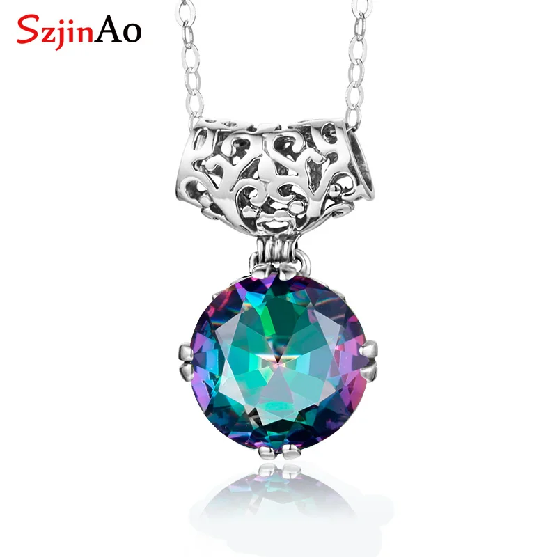 

SzjinAo Handmade Round Peridot Pendants for Women Solid 925 Sterling Silver Unique August Birthstone Pendant Anniversary Gift
