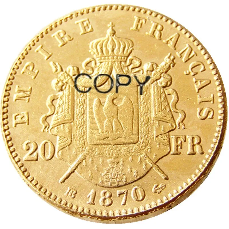 Франция 20 Франк 1870B позолоченный Имитация монеты