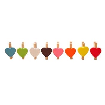 

Mini Sweet Love Heart Shape Wooden Clips Message Photo Holder Card Paper Pegs Decor Photography Random Color(20 Pcs)