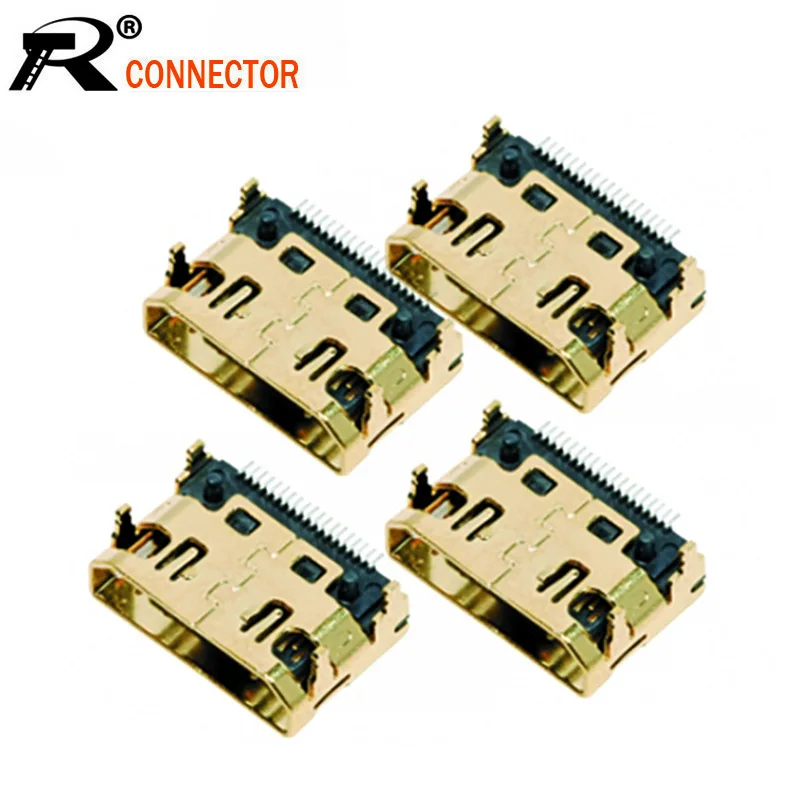 100 шт./лот Mini HDMI 19 контактный гнездовой разъем 90 градусов высококачественный
