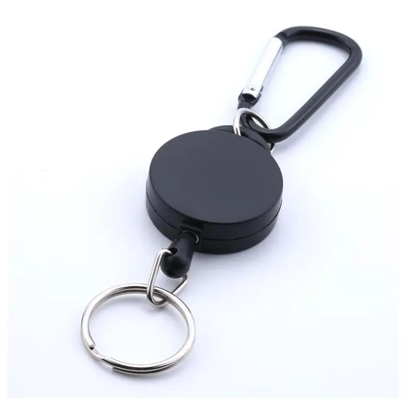 Carrete retráctil negro para tarjetas de identificación, cordón para tarjeta de identificación, porta insignia, llavero, 1 ud.