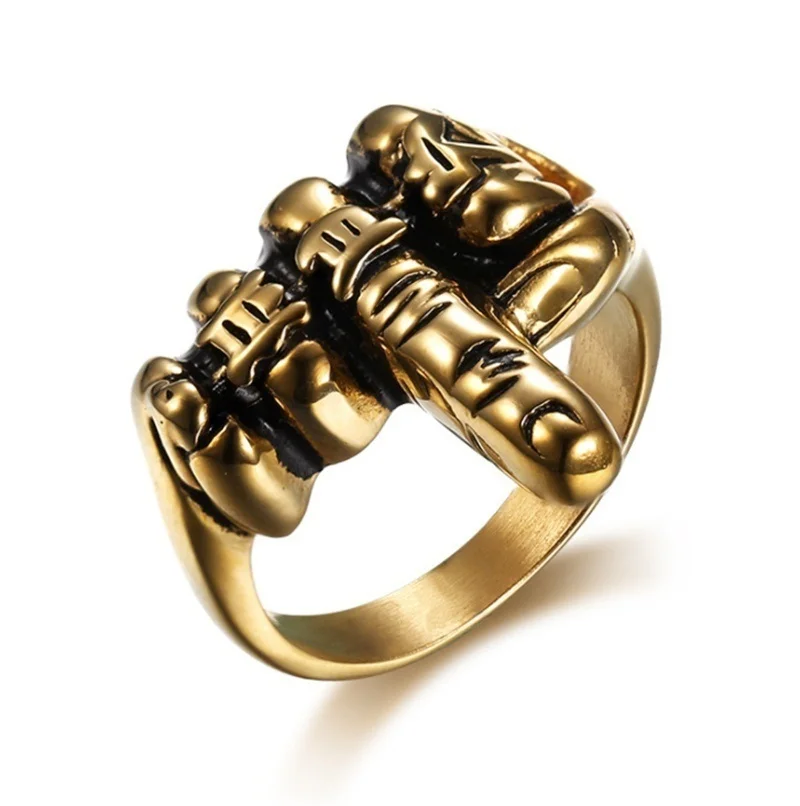 Rock Style Ring Vertical Middle Finger Pattern Jewelry Ring For Men finger ring