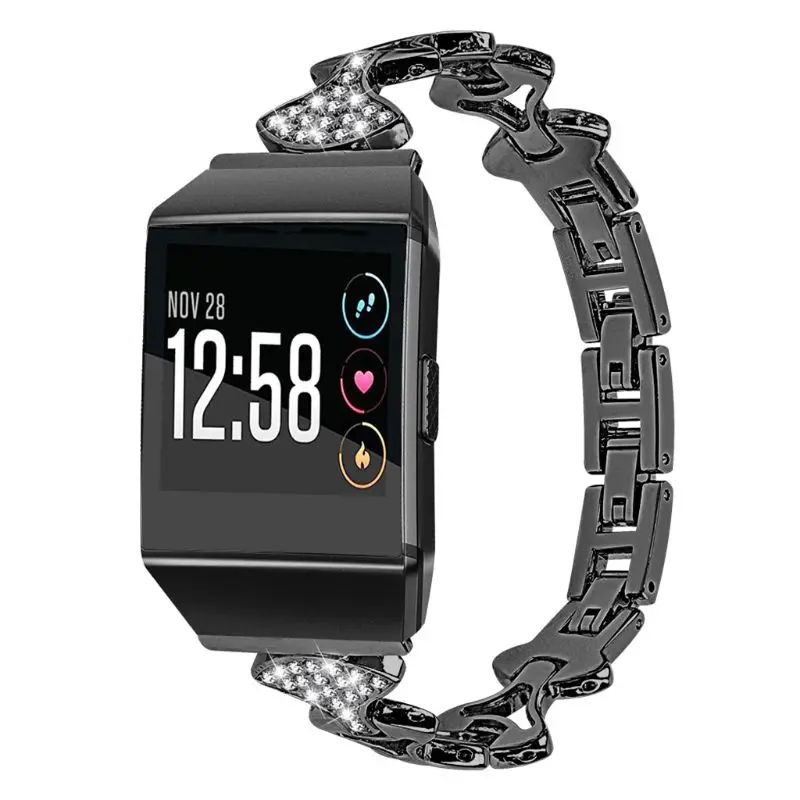 Ремешок для часов из нержавеющей стали, ремешок для Fitbit ionic Diamond, сменный металлический ремешок, стразы, браслет, ремешок для часов
