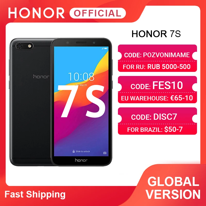 RUB 5000 500 Code: POZVONIMAME В наличии глобальная версия Honor 7S MT6739 четырехъядерный Google Play