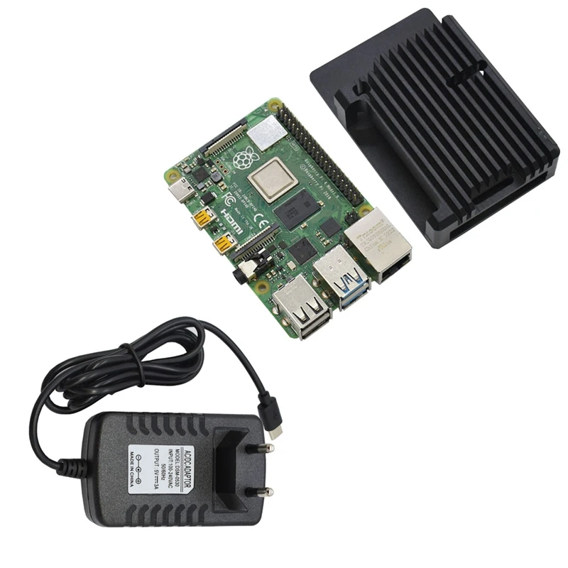 Для Raspberry Pi 4B 2G Оперативная память DIY Kit Поддержка 2,4/5,0 ГГц WI-FI Bluetooth 5,0 с Алюминий CNC сплав защитный чёрный чехол 5V 3A