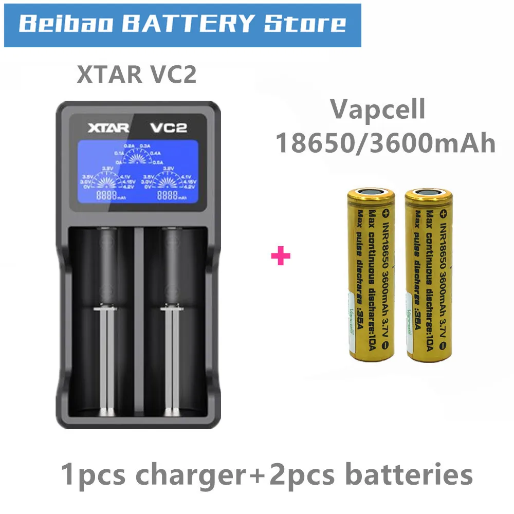 Vapcell INR 18650 аккумулятор 3600 мАч 35A аккумуляторная батарея для E-CIG дыма с Xtar VC2 зарядное устройство Nitecore зарядное устройство Liitokala чехол