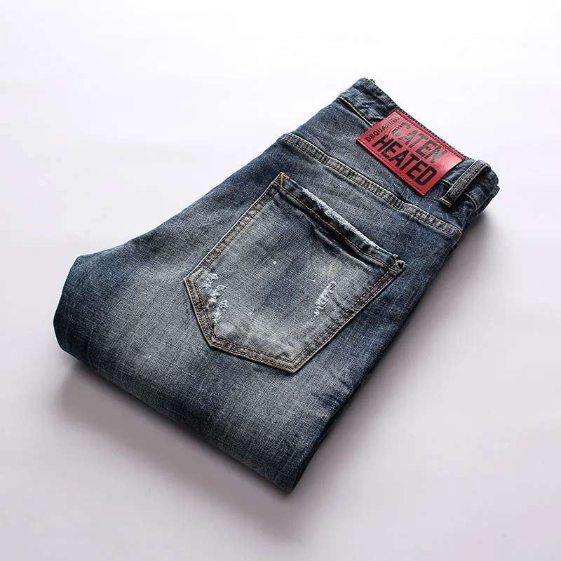 Европейский стиль dsq Брендовые мужские s D2 джинсы италия готические мужские облегающие джинсы джинсовые брюки синие джинсы узкие брюки для мужчин 8082
