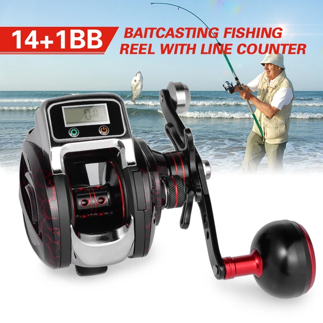 Baitcasting Fishing Reel with Line Counter 6.3:1 Gear Ratio 16+1 Bearings  Low Profile Baitcaster Reels Digital Display Wheel - AliExpress