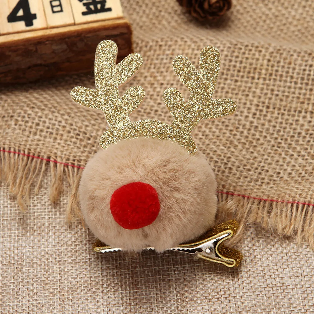 Baby Kids Girls Sequins Christmas Antlers Cartoon Hair Card Headdress Xmas hair pins Hairpin Hair Styling Accessories Tools
