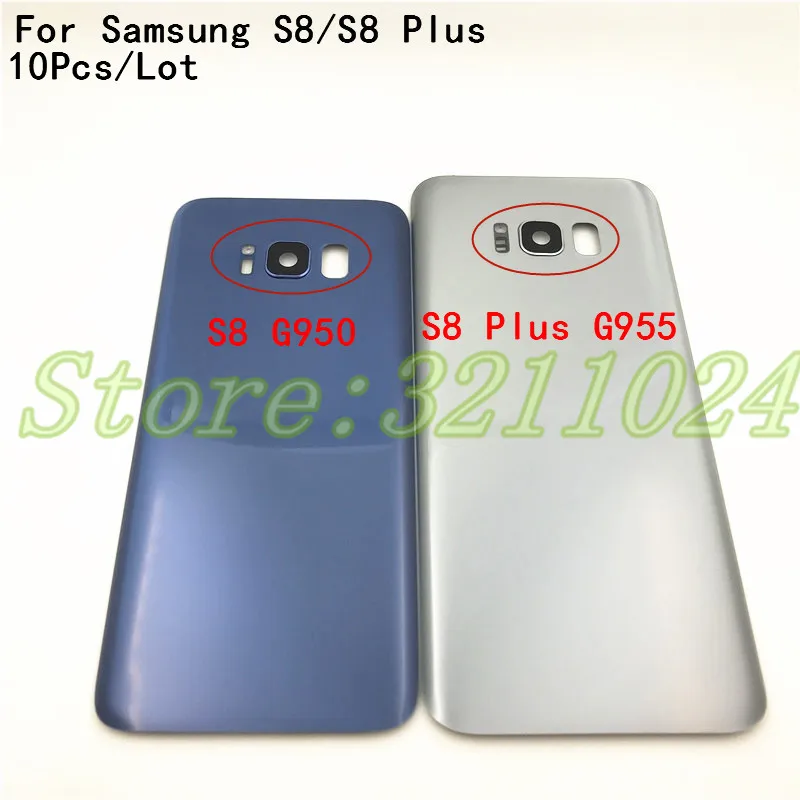 10 шт. стеклянная Задняя крышка батареи для samsung Galaxy S8 G950 SM-G950F S8 Plus S8+ G955 SM-G955F Задняя крышка батареи с объективом камеры