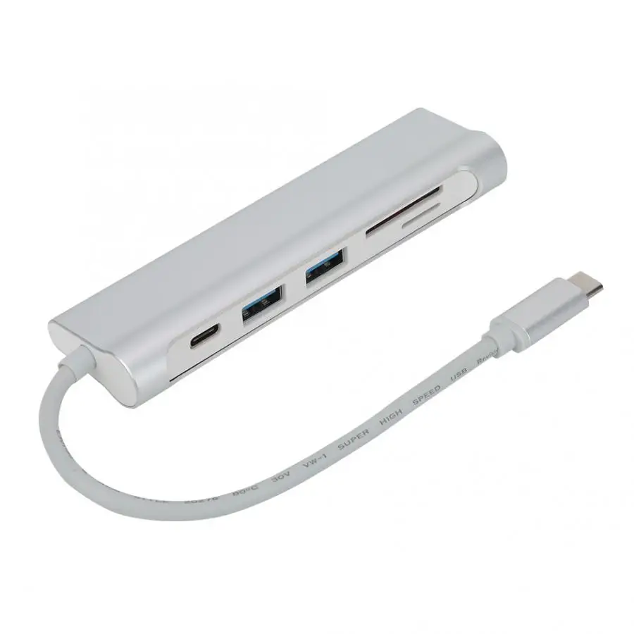 Мульти-Функция 6-в-1 концентратор типа C на HDMI USB/памяти/устройство для считывания с tf-карт Стыковочный модуль-преобразователь станция TYPE C к HDMI док-станция