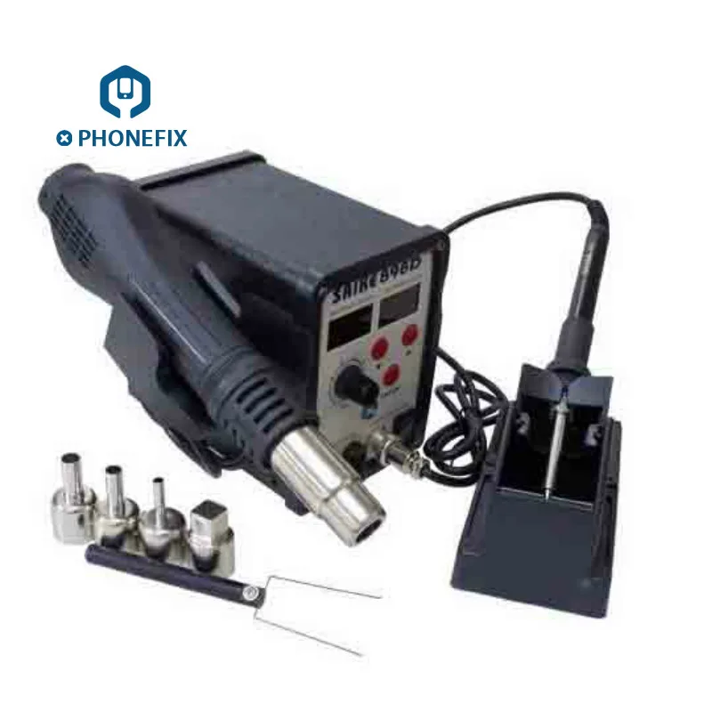 

PHONEFIX 898D 2 IN 1 Hot Air Rework Station Soldering Repair Tool Mobile Phone Soldering Iron for iPhone Motherboard Soldering