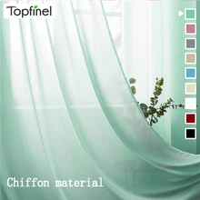 Topfinel Solid Color Sheer Curtains For Living Room Bedroom Chiffon Tulle Window Treatment Drapes For Kitchen Home Decoration