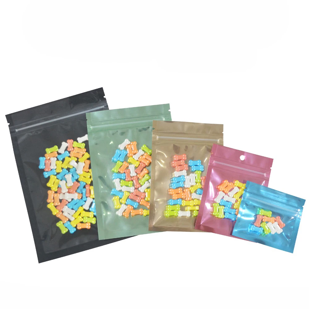 

Glossy Clear Front Resealable Bags Foil Pouches Flat Small Ziplock Bag Makeup Cosmetic Plastic Aluminum Foil Storage Bags 100pcs