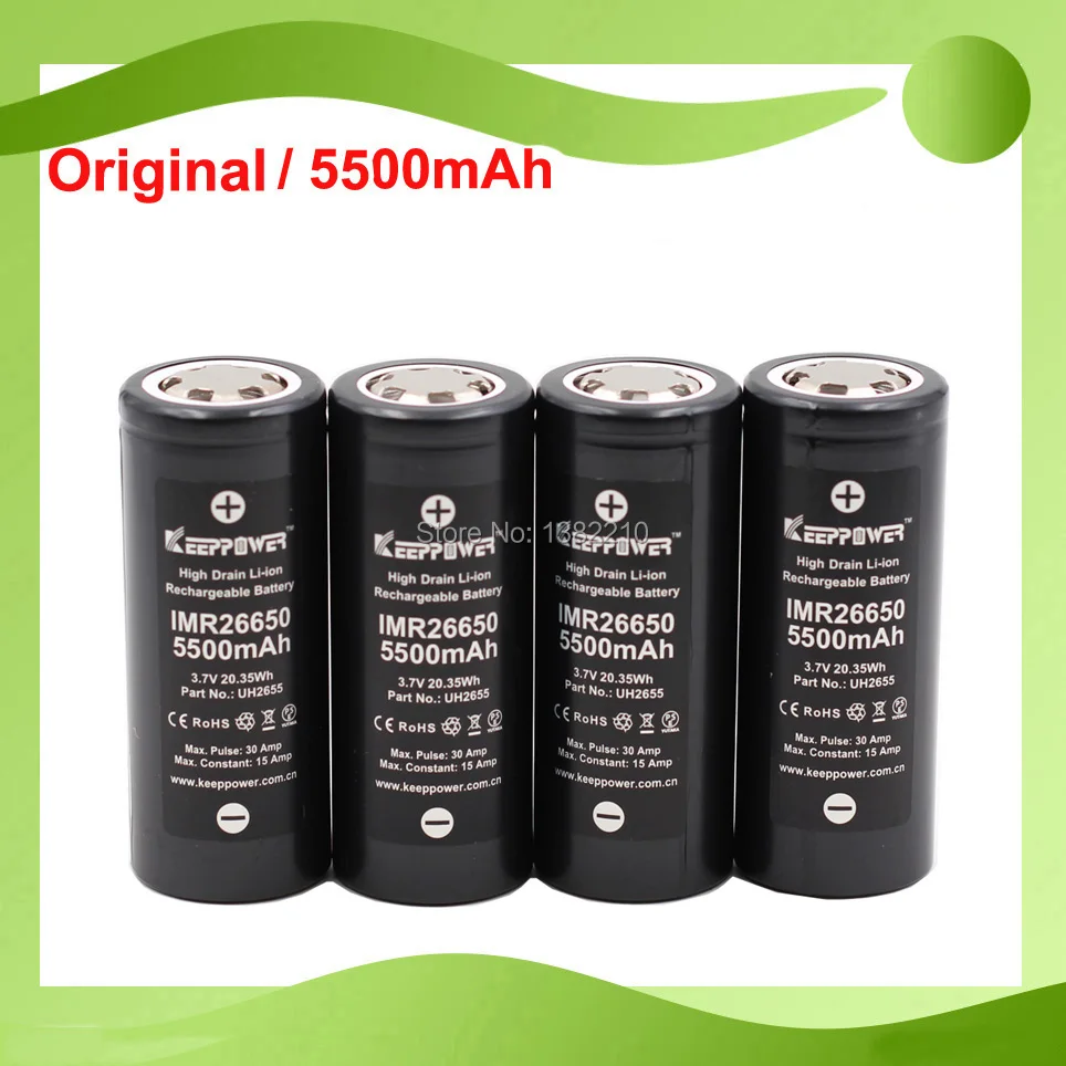 4 шт./лот Новинка Keeppower 3,7 V 26650 IMR26650 5500 мА/ч, непрерывная 15A импульсный 30A электроники инструмент Батарея