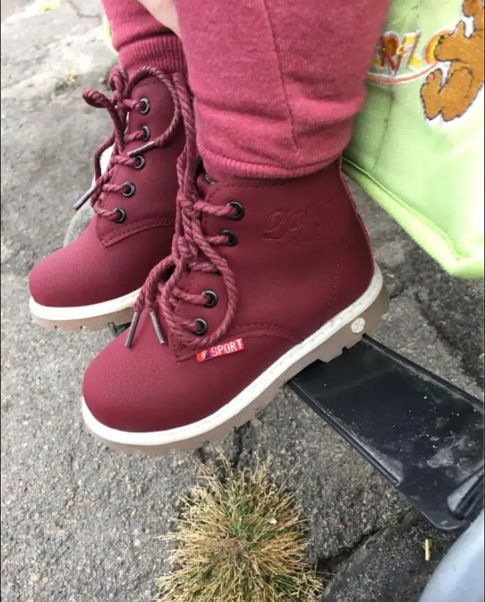 Обувь зимние ботинки для девушки мальчиков Плюшевые Детские снегоходные ботинки с Ботинки martin зимняя детская обувь