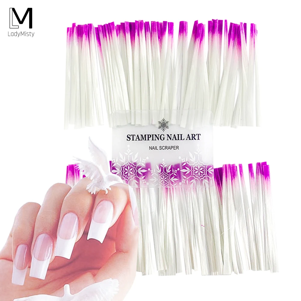 

100pcs Fiberglass Nail Extension for UV Gel Building French Nail Form Acrylic Tips Nail Extension Paper Manicure Salon Tool