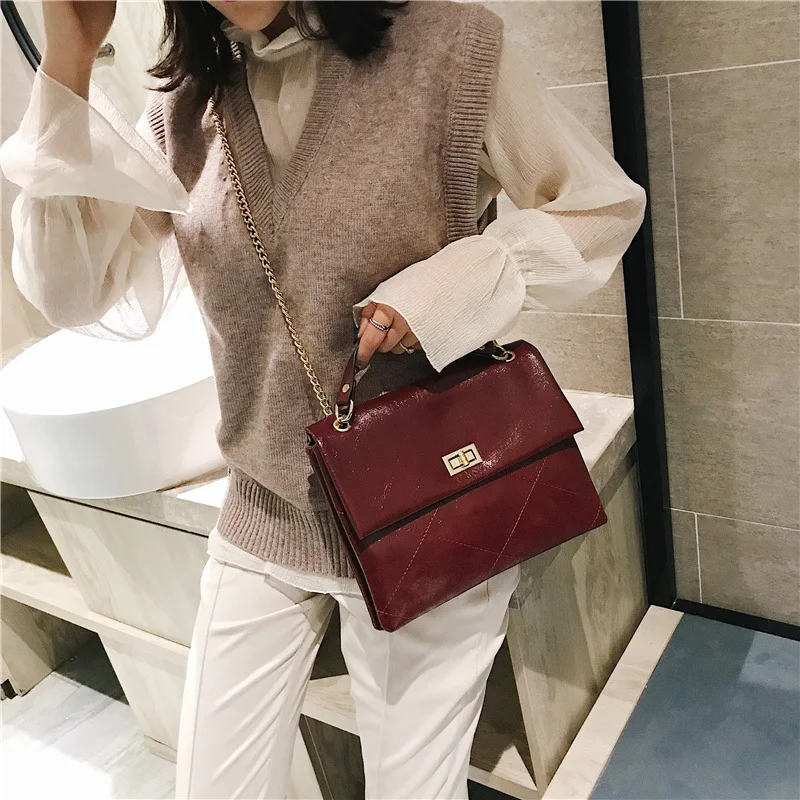 

Oblique Chain Small Bag Women's 2019 New Style Super Fire INS WOMEN'S Bag Korean-style Fashion WOMEN'S Envelope Bag Soft Leather