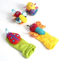 Комплект из 4 предметов; детские плюшевые носки; погремушка на запястье; игрушка; браслет с животными; носки; детские игрушки; подарок на