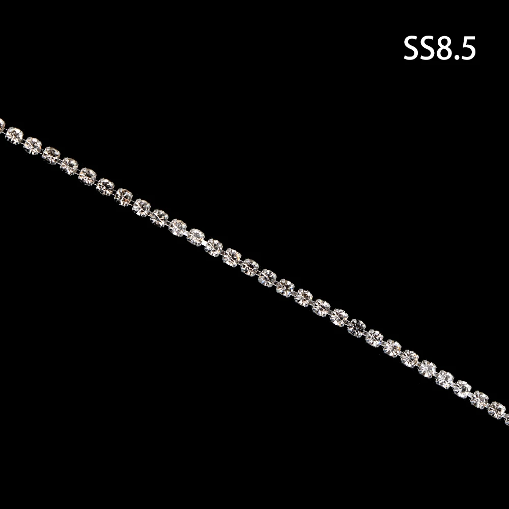 SS8.5 10 метровые прозрачные стразы-цепочки SS6.5-SS16(2 мм-4 мм) с плоской задней поверхностью супер яркие шифрованные аксессуары для шитья одежды - Цвет: SS8.5