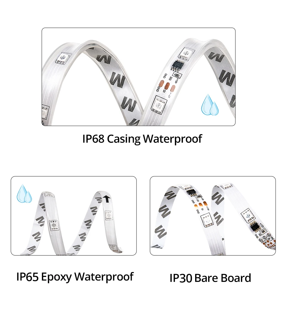 WS2811 RGB Светодиодная лента Водонепроницаемый 30/60 светодиодный s/m лента DC 12V Гибкая полоса света для ПК ТВ украшения для кухни