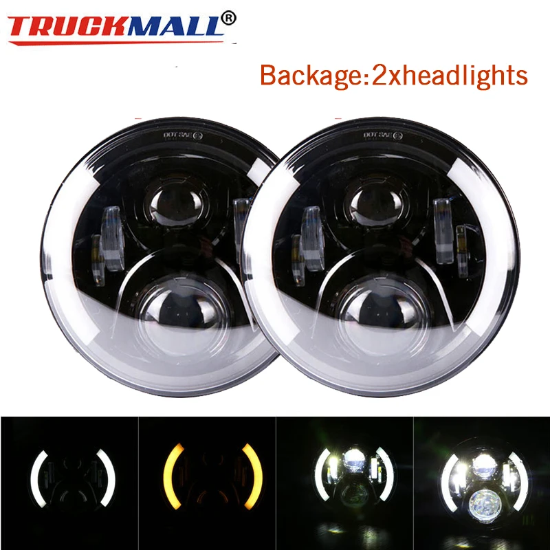 E-2pcs headlights Для Лада Нива 7 дюймов круглый светодиодный прожектор для Jeep Wrangler JK TL LJ Лада Нива 4x4 suzuki samurai Hummer - Цвет: E-2pcs headlights
